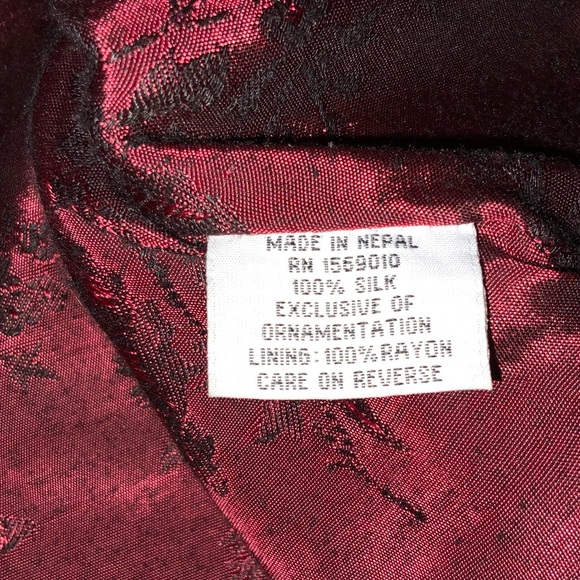 Floral Embroidered Silk  Black Blouse - Picture 11 of 11